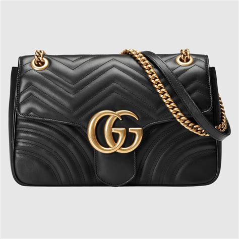 gucci black bag womens|gg marmont medium shoulder bag.